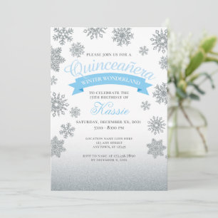 Winter Wonderland Quinceañera 15th Birthday Silver Invitation