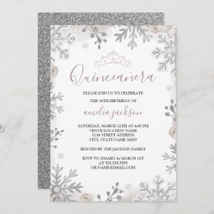 Winter Wonderland Quinceanera Blush Silver Invitation