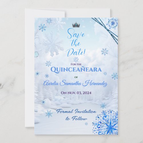 Winter Wonderland Quinceaera Save the Date