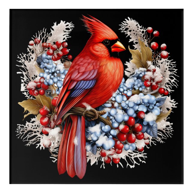 Winter Wonderland Red Cardinal Acrylic Print (Front)