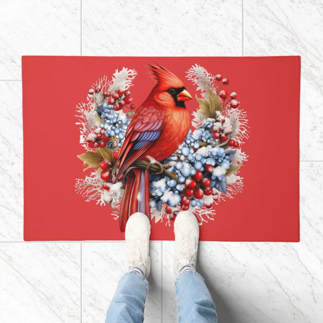 Winter Wonderland Red Cardinal Doormat (Indoor)