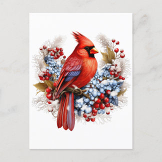 Winter Wonderland Red Cardinal Holiday Postcard