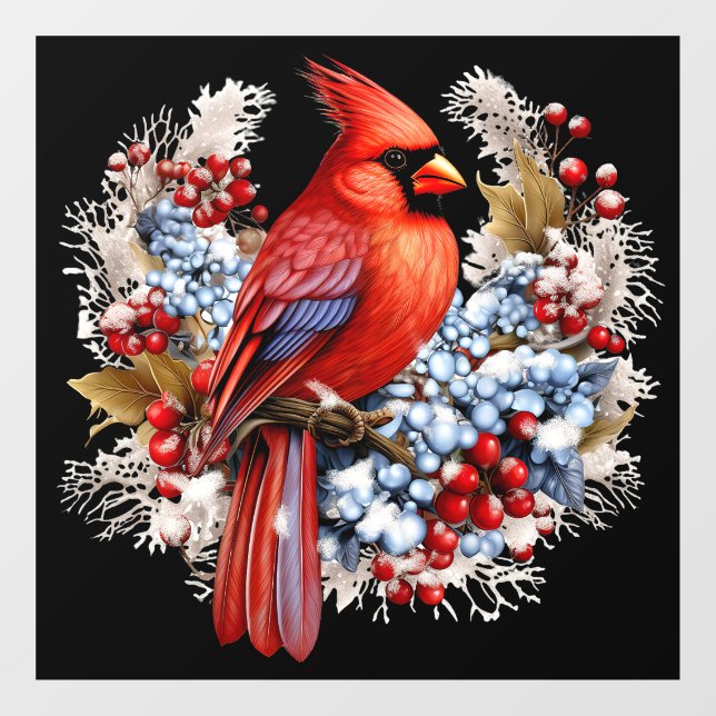 Winter Wonderland Red Cardinal Window Cling (Sheet)