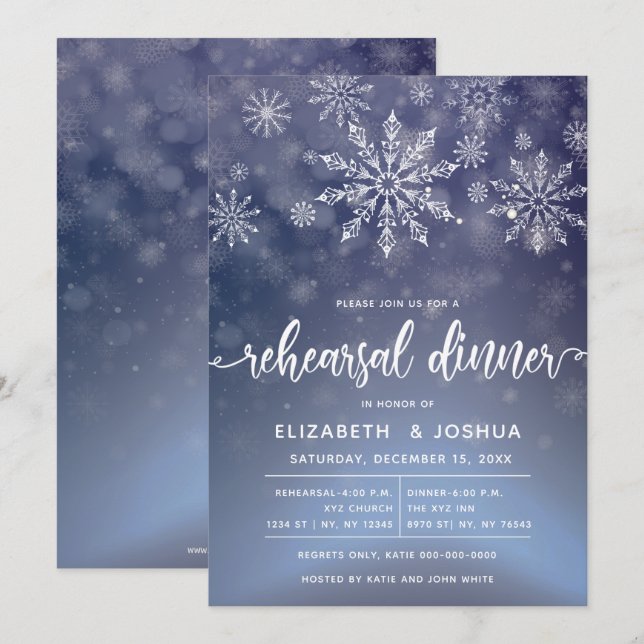Winter Wonderland rehearsal dinner  Invitation (Front/Back)