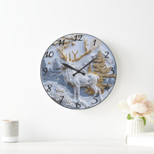 Winter Wonderland Reindeer Charm Large Clock