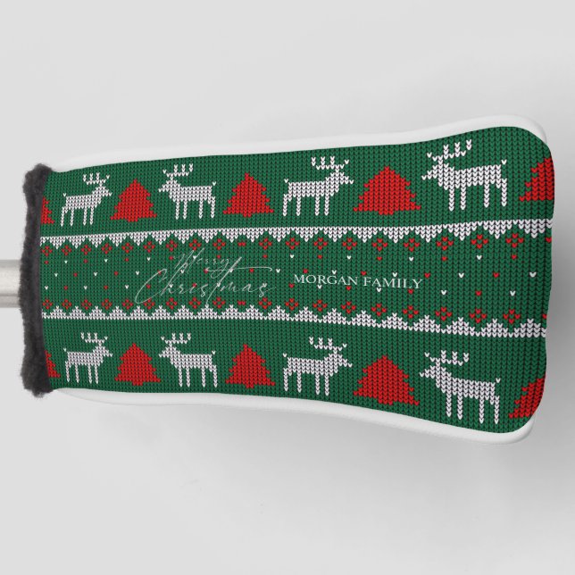 Winter Wonderland,Reindeer Pine Tree Green Golf Head Cover (Front)