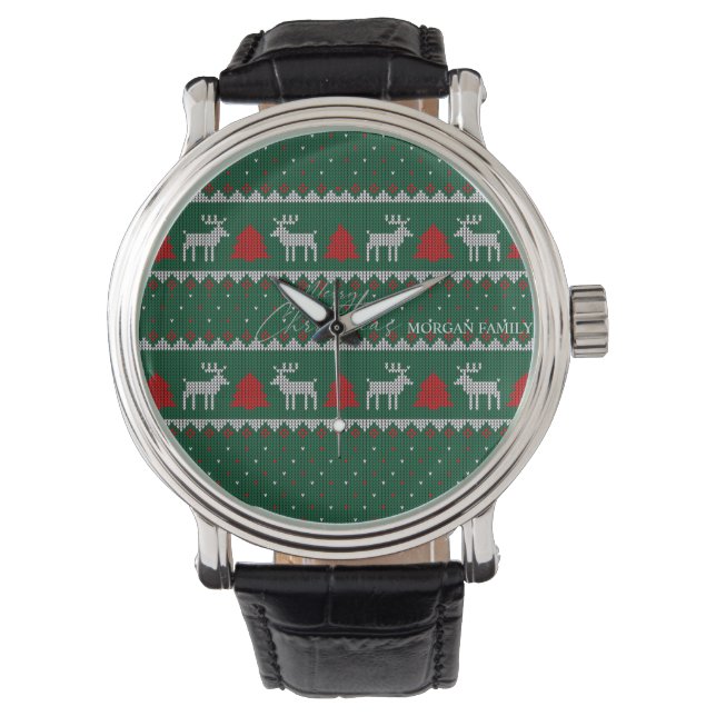 Winter Wonderland,Reindeer Pine Tree Green Watch (Front)