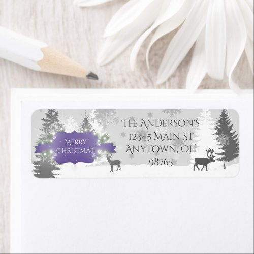 Winter Wonderland Return Address Labels _ Purple