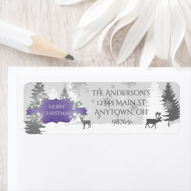 Winter Wonderland Return Address Labels - Purple (Insitu)