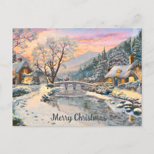 Winter Wonderland Riverside Cottages and Enchanted Postcard