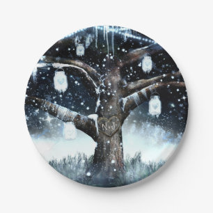 Winter Wonderland Rustic Tree Lights Mason Jars Paper Plates
