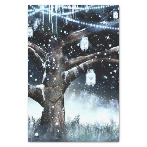 Winter Wonderland Rustic Tree Lights Mason Jars Tissue Paper
