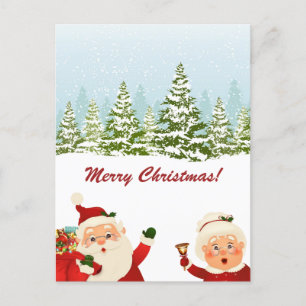 Winter Wonderland Santa and Mrs Claus Christmas Postcard