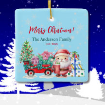 Winter Wonderland Santa Gifts Watercolor Ornament