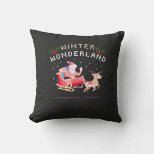 Winter Wonderland Santa Sleigh Christmas Throw Pil Pillow