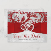 Winter Wonderland Save the Date Postcard - Red (Front/Back)