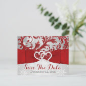 Winter Wonderland Save the Date Postcard - Red (Standing Front)