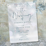 Winter Wonderland Script Snowflakes Wedding Invitation<br><div class="desc">An elegant wedding invitation featuring chic calligraphy script typography and delicate snowflakes falling across your personalised names,  special date,  and wedding celebration event details on a winter frost background. Designed by Thisisnotme©</div>