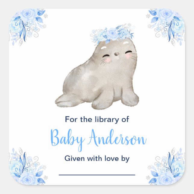 Winter Wonderland Seal Baby Shower Bookplate (Front)