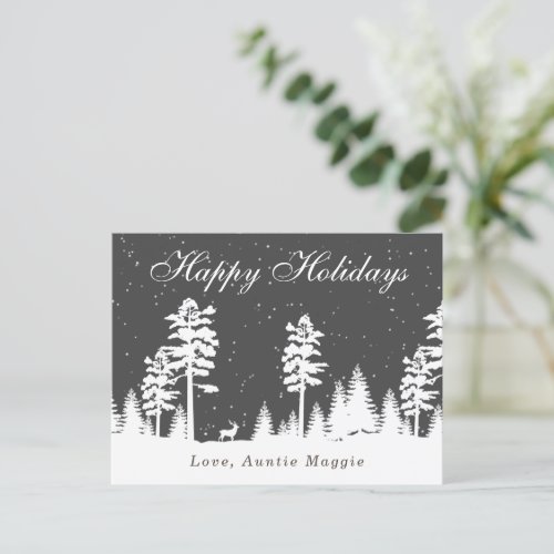 Winter wonderland silhouette Christmas holiday Pos Postcard