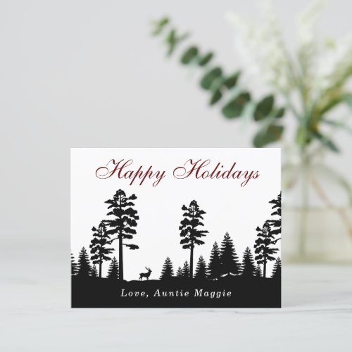 Winter wonderland silhouette Christmas holiday Postcard