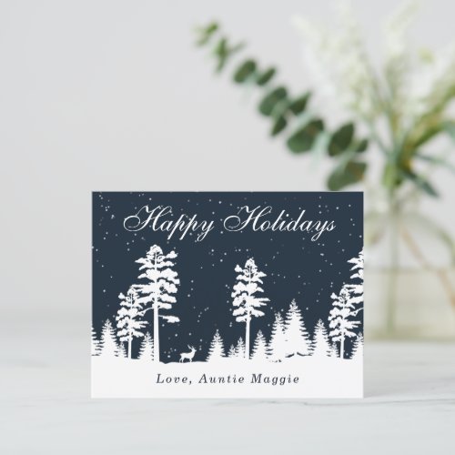 Winter wonderland silhouette Christmas holiday Postcard