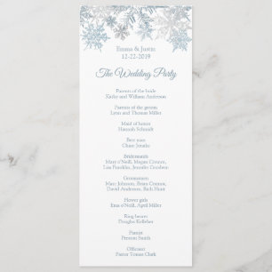 Winter Wonderland Silver Blue Snowflakes Wedding Program