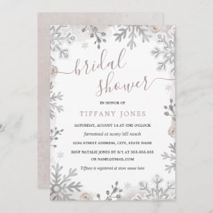 Winter Wonderland Silver Blush Bridal Shower Invitation
