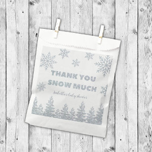 Winter Wonderland Silver Glitter Baby Shower Favor Bag