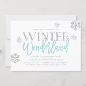 Winter Wonderland Silver Glitter Blue Birthday Invitation (Front)