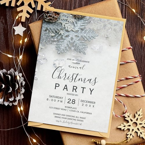 Winter wonderland silver snow Christmas corporate Invitation