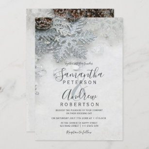 Elegant Snowflake Wedding Invitation Set Christmas Wedding Digital Snowflake Wedding Invite Winter Wedding Snowflake Wedding