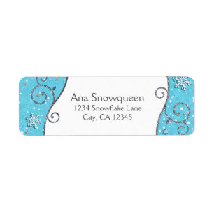 Winter Wonderland Silver Swirls Bright Blue Label