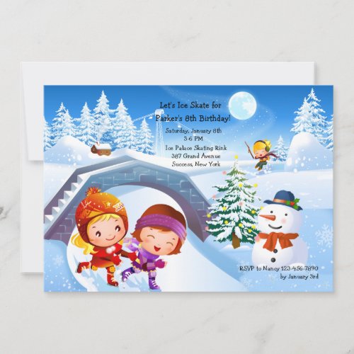 Winter Wonderland Skating Party Invitation