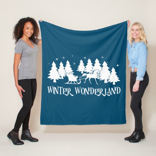 Winter Wonderland Sleigh Ride Scene Fleece Blanket