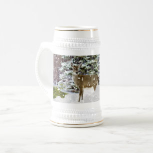 Winter Wonderland Snow and Deer Holiday Drinkware Beer Stein