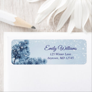 Winter Wonderland Snow and Pine Return Address Label
