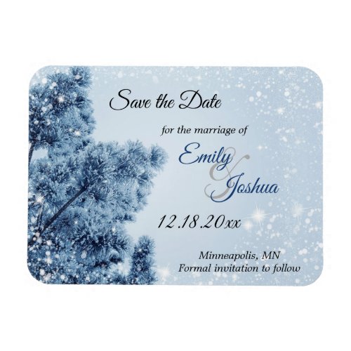 Winter Wonderland Snow and Pine Save the Date Magnet