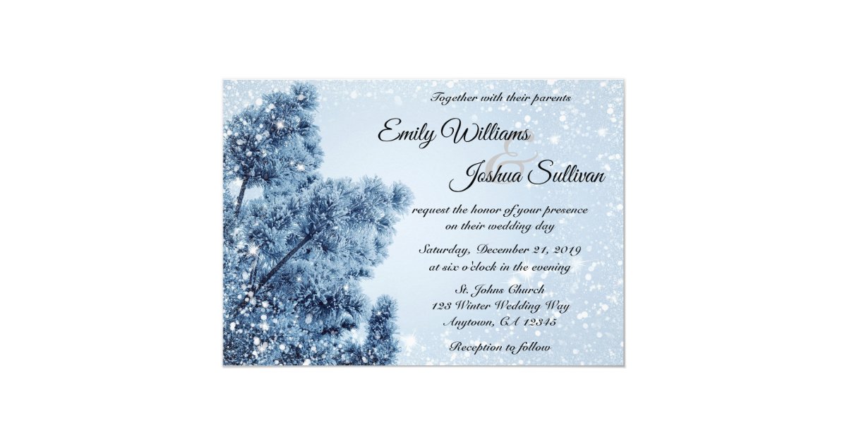 Winter Wonderland Snow And Pine Wedding Invitation Zazzle Com