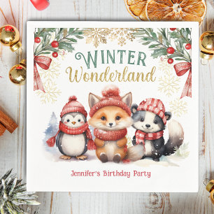 Winter Wonderland Snow Animals Kids Birthday Party Napkins
