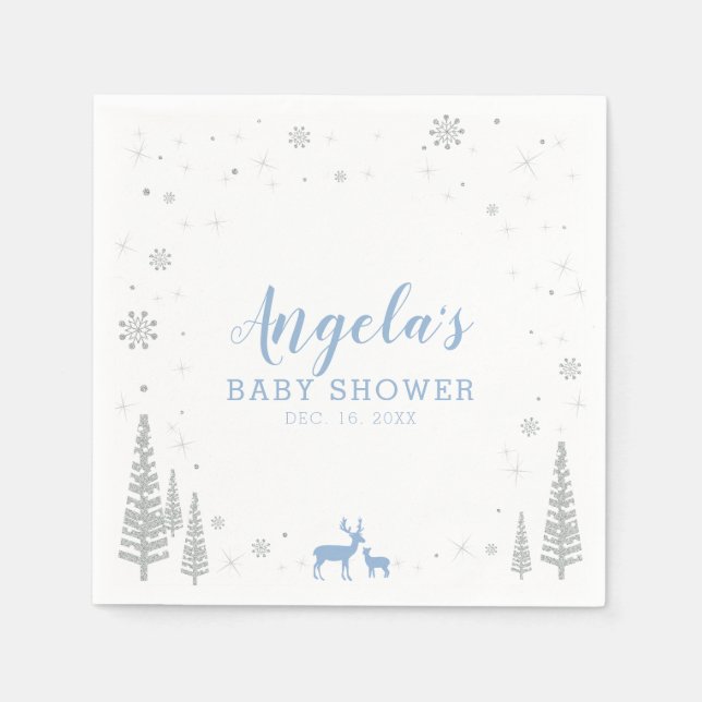 Winter Wonderland Snow Baby Shower Paper Napkin (Front)