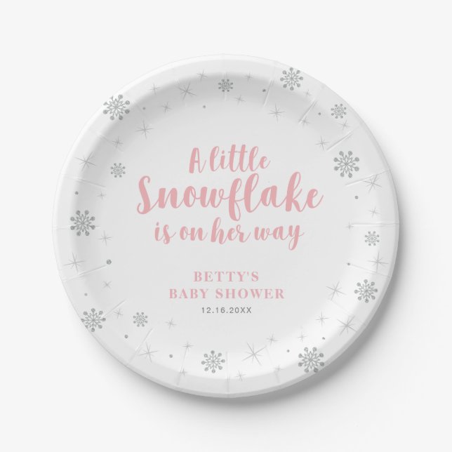 Winter Wonderland Snow Baby Shower Paper Plates (Front)