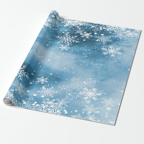 Winter WonderlandSnow Blue Holiday Wrapping Paper