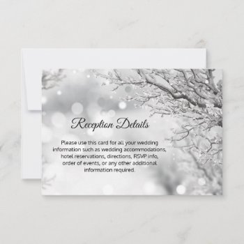 Winter Wonderland Snow Branch Wedding Details Card by UniqueWeddingShop at Zazzle