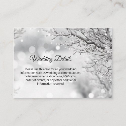 Winter Wonderland Snow Branch Wedding Details Enclosure Card