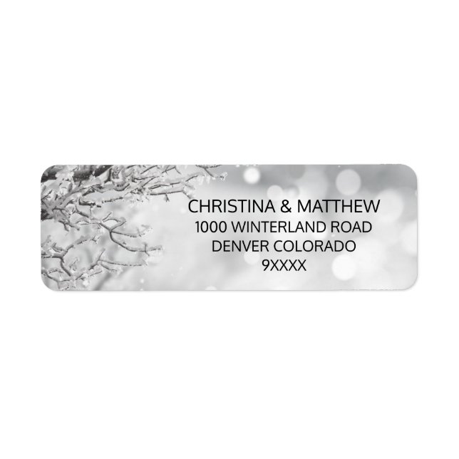 Winter Wonderland Snow Branch Wedding Label (Front)