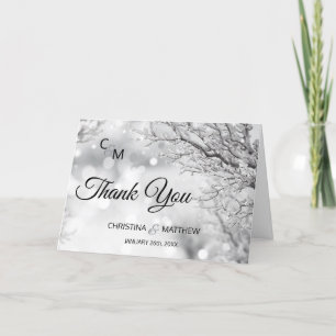 Winter Wonderland Snow Branch Wedding PHOTO Letterpress Thank You Card