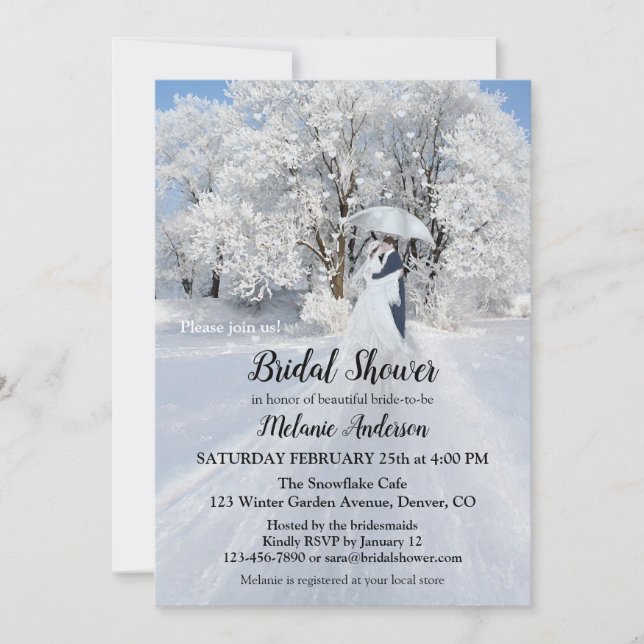 Winter Wonderland Snow Bridal Shower Invitation (Front)