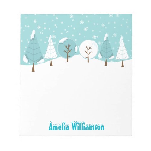 Winter Wonderland Snow Capped Trees Notepad