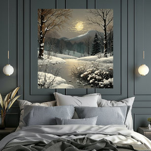 Winter Wonderland Snow Landscape Art Print Poster